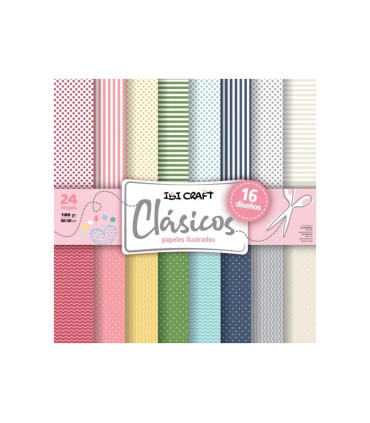 Papel para Scrap 35 Hojas de 30 x 30 cm y 160 g Clásicos Ibicraft