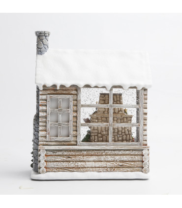 Adorno de Cabaña de Santa con LED 23 cm Alparamis