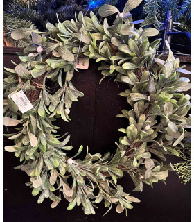 Corona Navideña de Hojas Verdes 55 cm Alparamis