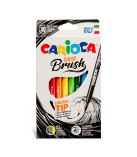 Marcadores con Punta Pincel Super Brush Carioca x 10
