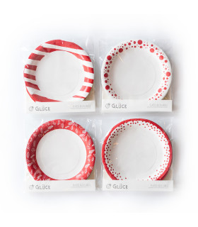 12 Paquetes De 6 Platos Navidad Rojos