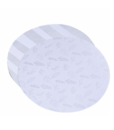 12 Paquetes De 10 Platos De Sitio Rayas Y Hojas Plateadas