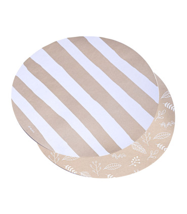 12 Paquetes De 10 Platos De Sitio Rayas Y Hojas Doradas