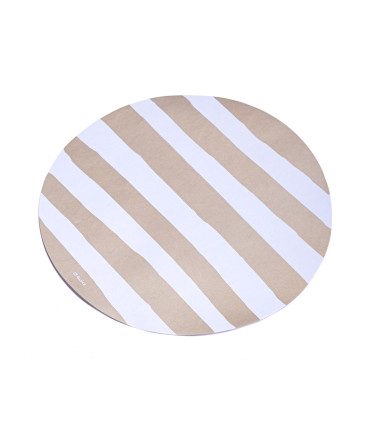 12 Paquetes De 10 Platos De Sitio Rayas Y Hojas Doradas