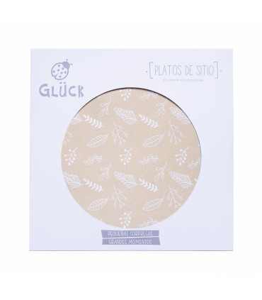 12 Paquetes De 10 Platos De Sitio Rayas Y Hojas Doradas