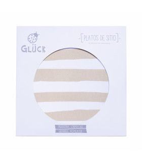 12 Paquetes De 10 Platos De Sitio Rayas Y Hojas Doradas