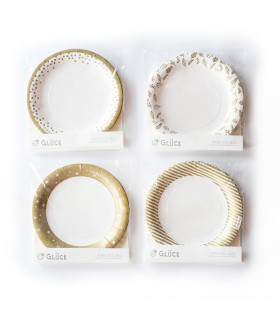 12 Paquetes De 6 Platos Navidad Dorados