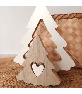 Adorno Pinos y Corazón de Madera Encastrables 25 cm