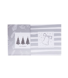 Tarjetas Stamping Rayas y Hojas Plateadas - PACK x 12