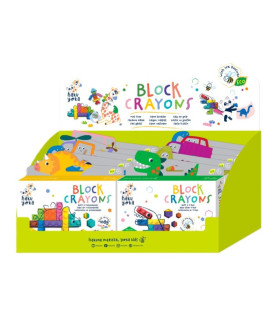 Crayones Block Haku Yoka 10 Pz en 8 Diseños con Exhibidor