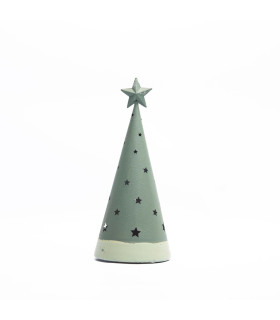 Adorno de Pino Verde con Estrellas con Luz 25 cm Alparamis