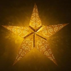 Estrella de Papel blanca y dorada con LED 60 cm