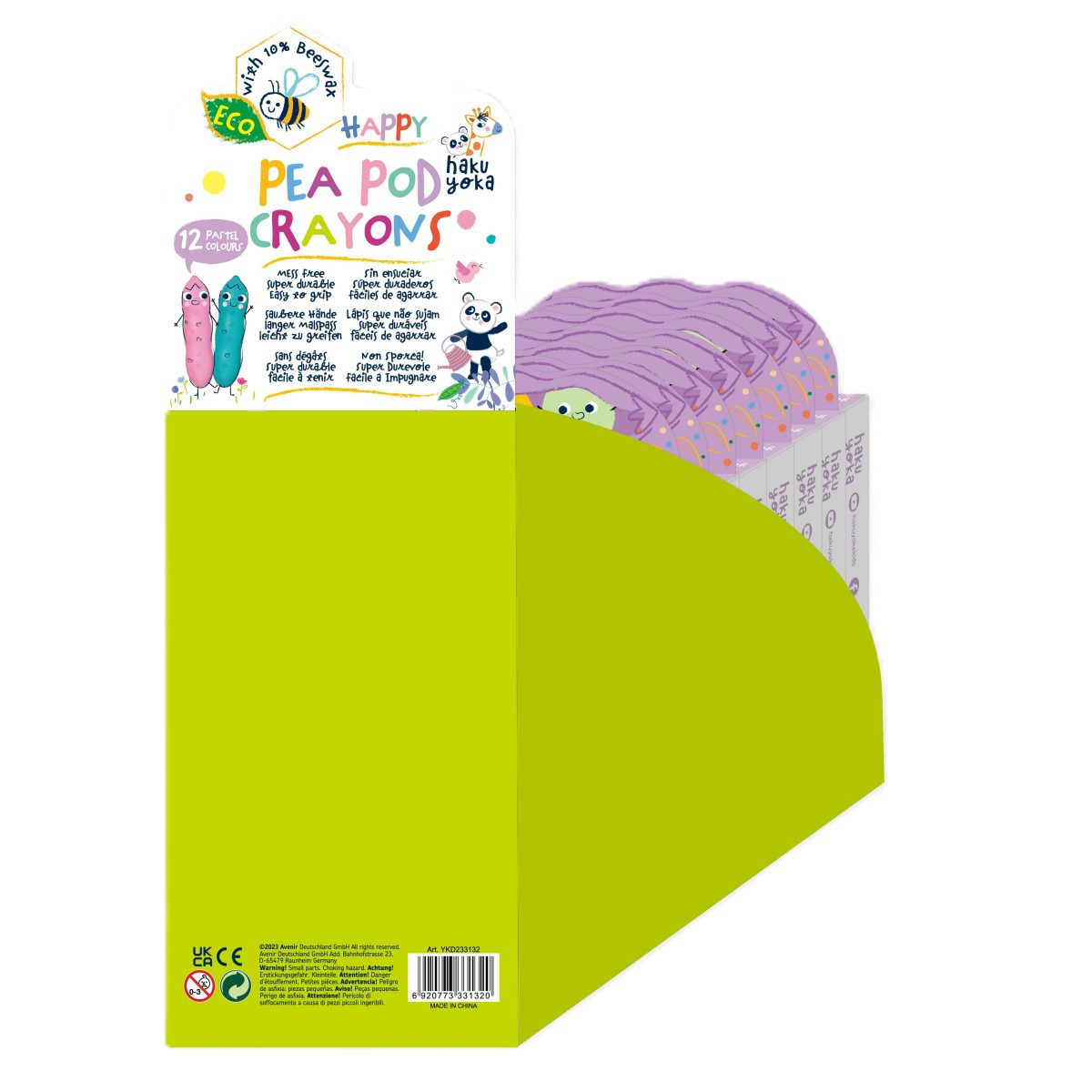 Crayones Happy Pea Pod Colores Pastel Haku Yoka x 12 con Exhibidor