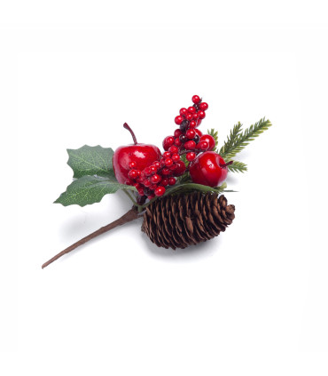 Adorno Pick de Bayas y Manzanas Rojas 20 cm Alparamis FX22-27