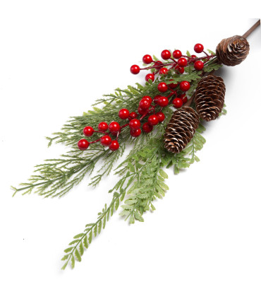 Adorno Rama de Bayas y Piñas 60 cm Alparamis FX23-140