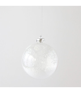 Bola Transparente con Copos Plateados 8 cm Alparamis