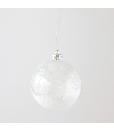 Bola Transparente con Copos Plateados 8 cm Alparamis