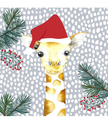 Servilletas 33 x 33 cm Giraffe Santa Xmas