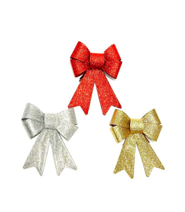 Moño con Brillos Surtido Rojo Plateado y Dorado 13 x 18 cm Alparamis