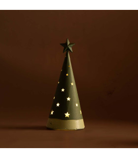 Adorno de Pino Verde con Estrellas con Luz 25 cm Alparamis