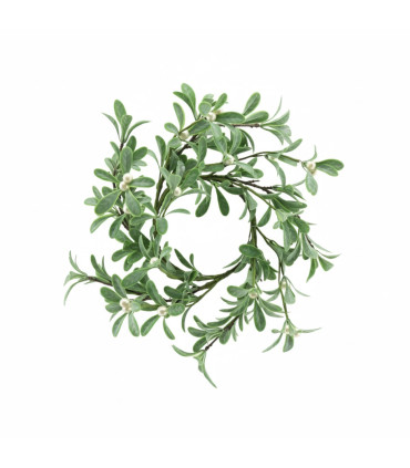 Corona Navideña de Hojas Verdes con Perlas 11 cm Alparamis