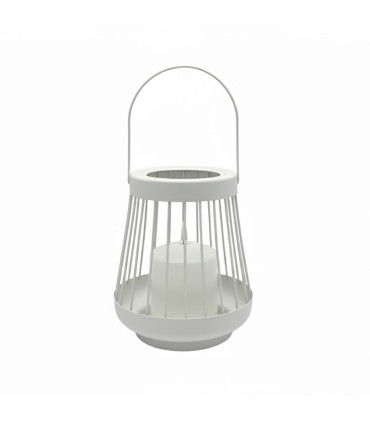 Farol Blanco 18 cm con Vela Pilar LED Alparamis