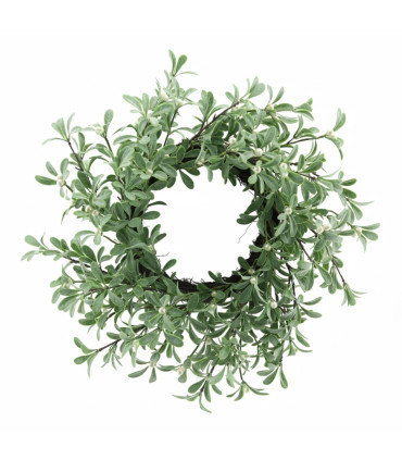 Corona Navideña de Hojas Verdes con Perlas 51 cm Alparamis