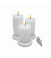 Set de 3 Velas Pilar LED Blancas con Base de Recarga USB Alparamis