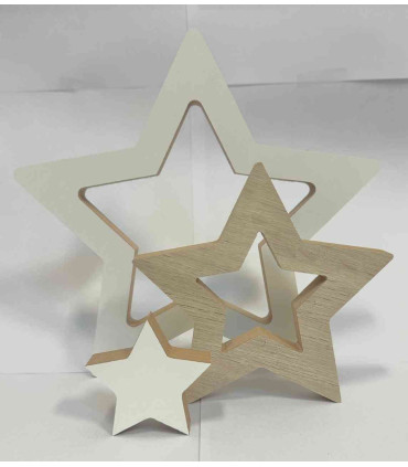 Adorno de 3 Estrellas de Madera Encastrables 25 cm