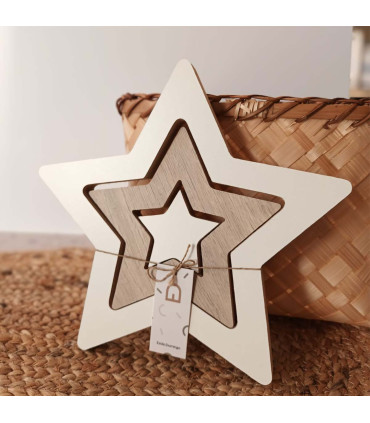 Adorno de 3 Estrellas de Madera Encastrables 25 cm