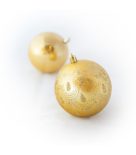 Set de 6 Bolas Perladas y Mate con Glitter de 8 cm Doradas Alparamis