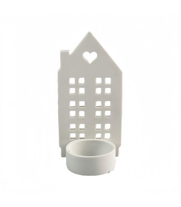 Adorno de Navidad Casita Porta Vela Porcelana 14 cm Alparamis
