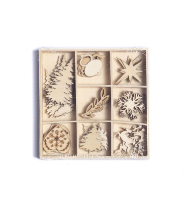 Set de 40 Adornos de Madera en Caja Alparamis