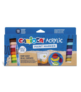 Marcadores Acrylic Punta Pincel Carioca x 18