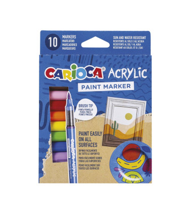 Marcadores Acrylic Punta Pincel Carioca x 10