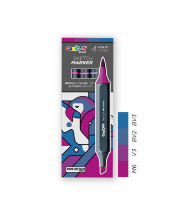Marcadores Sketch Doble Punta Carioca Plus x 4 Violeta
