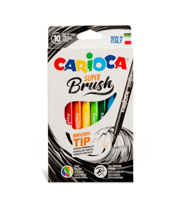 Marcadores con Punta Pincel Super Brush Carioca x 10