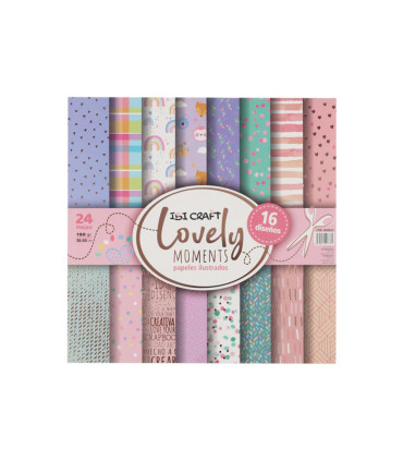 Papel para Scrap 35 Hojas de 30 x 30 cm y 160 g Lovely Ibicraft
