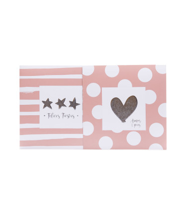 Tarjetas Stamping Rayas y Lunares Rosas - PACK x 12