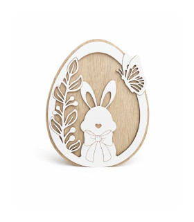 Adorno de Madera de Huevo con Conejo de Pascua Calado