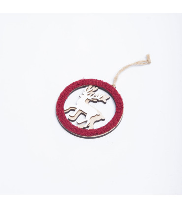 Adorno para el Árbol de Tela y Madera Rojo y Blanco 10 cm Alparamis