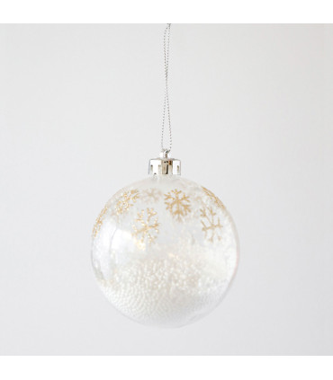 Bola Transparente con Copos Dorados 8 cm Alparamis
