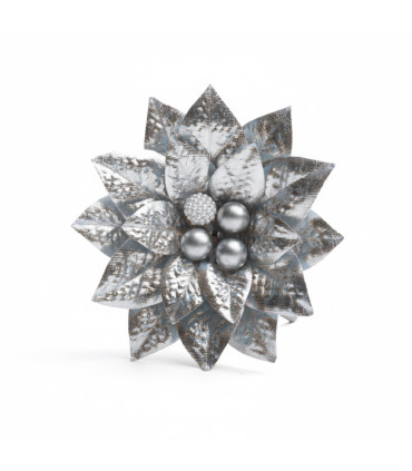 Adorno Flor Plateada 10 cm Alparamis A24-4025G