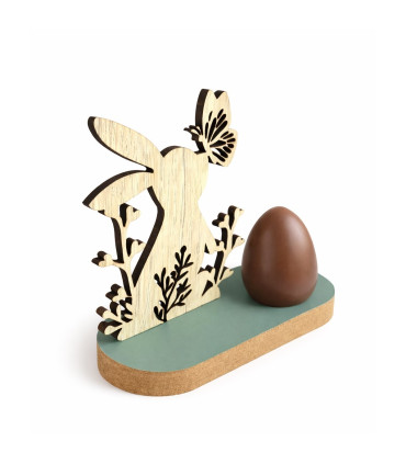 Adorno de Madera Conejo de Pascua con Base