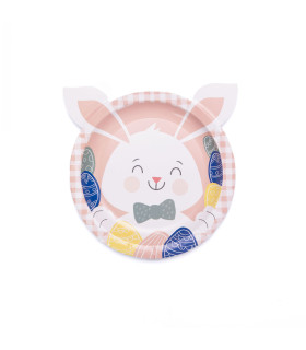 Plato de Cartón Animalitos Conejo Rosa x 6