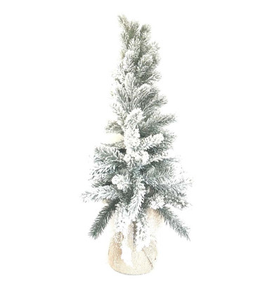 Árbol de Navidad Nevado con Base de Yute 60 cm Alparamis