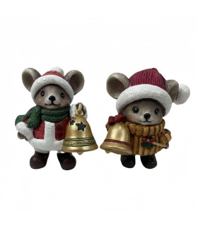 Adorno de Navidad Ratoncito con Campana 11 cm Alparamis