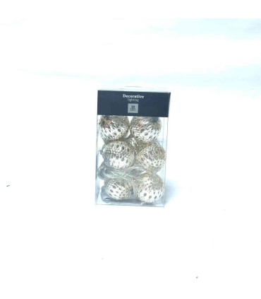 Guirnalda de 10 Bolas LED 4 cm Plateadas Alparamis