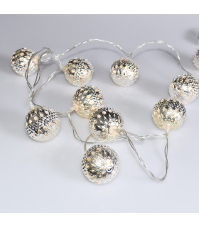 Guirnalda de 10 Bolas LED 4 cm Plateadas Alparamis
