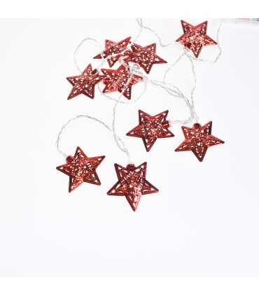 Guirnalda de 10 Estrellas LED 4 cm Rojas Alparamis